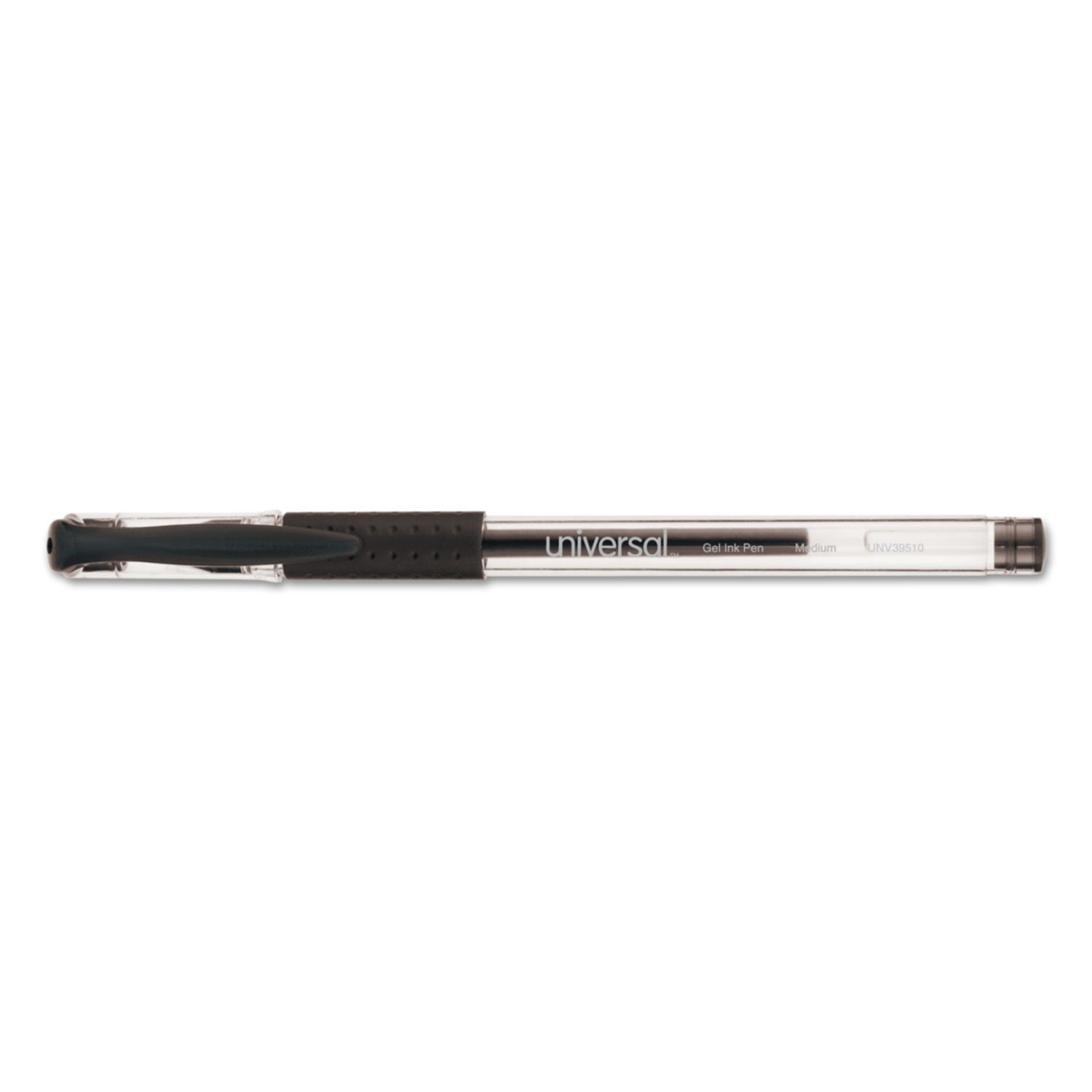 Comfort Grip Gel Pen, Stick, Medium 0.7 mm, Black Ink, Clear/Black Barrel, Dozen