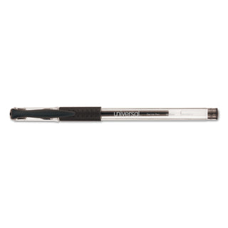 Comfort Grip Gel Pen, Stick, Medium 0.7 mm, Black Ink, Clear/Black Barrel, Dozen
