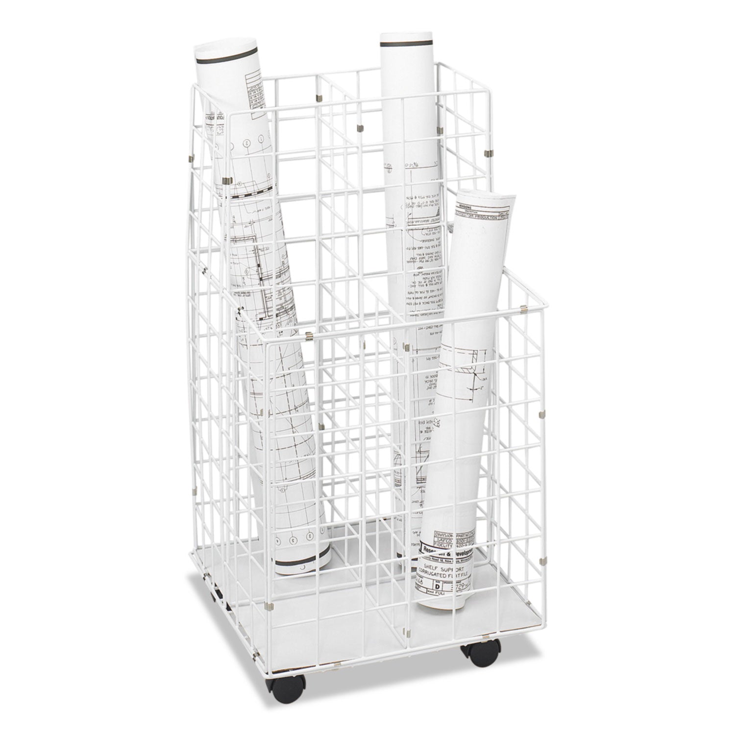 Wire Roll Files, 4 Compartments, 16.25w x 16.5d x 30.5h, White - 