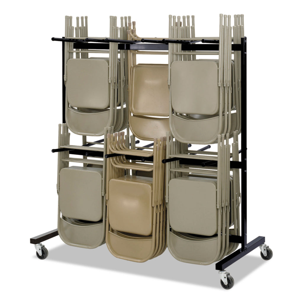 Two-Tier Chair Cart, Two-Sided 12-Section Hang-Hook Format, Metal, 64.5" x 33.5" x 70.25", Black - 