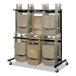 Two-Tier Chair Cart, Two-Sided 12-Section Hang-Hook Format, Metal, 64.5" x 33.5" x 70.25", Black - 
