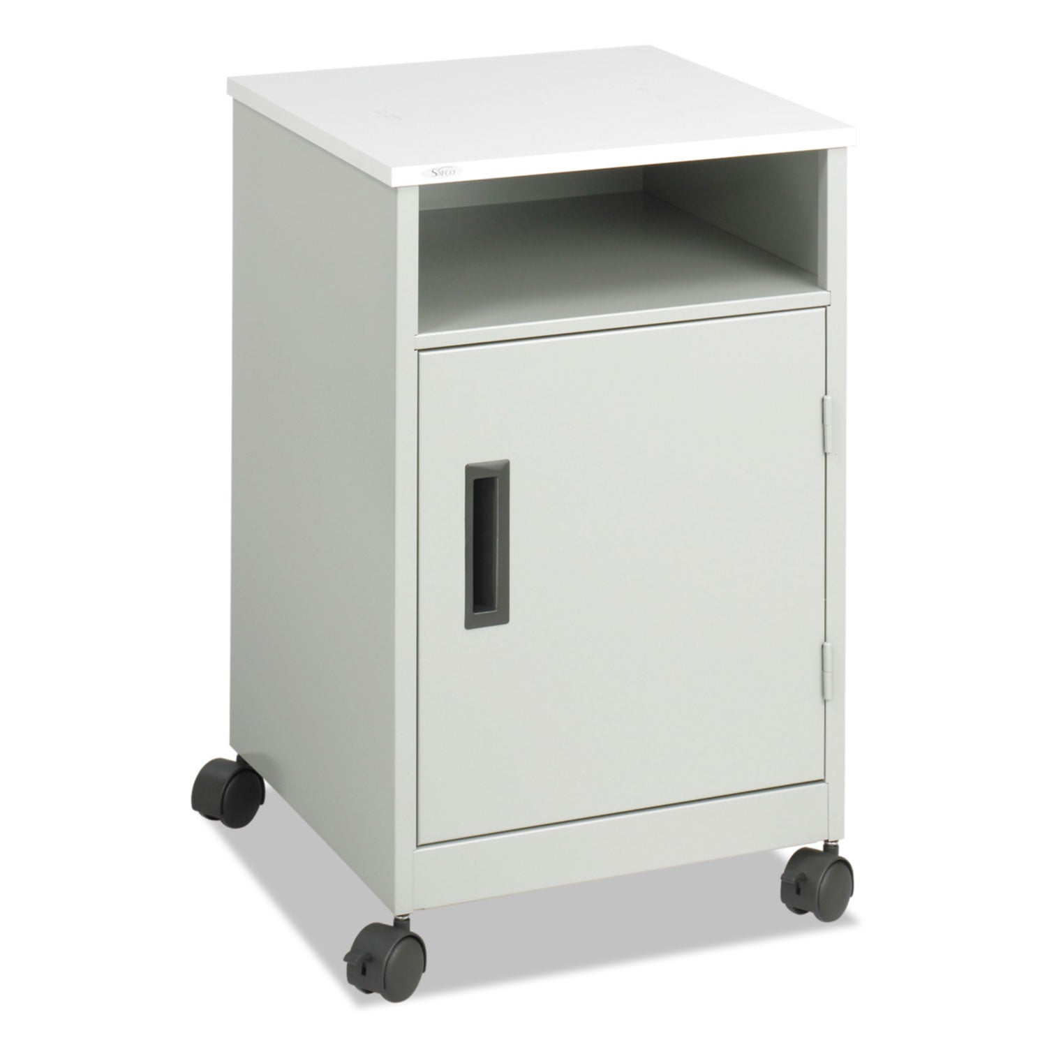 Safco Steel Compact Machine Stand - 200 lb Load Capacity - Hinged Door - 27.4" Height x 17.3" Width x 17.3" Depth - Floor - Laminate - Steel - Gray