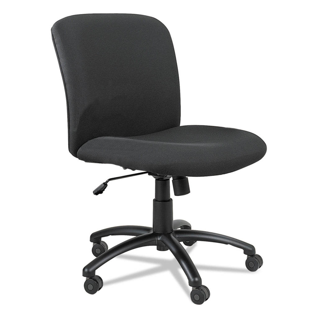 Safco Big & Tall Executive Mid-Back Chair - Black Foam, Polyester Seat - Black Frame - 5-star Base - Black - 1 Each