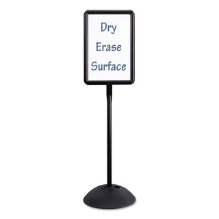 WriteWay Double-Sided Magnetic Dry Erase Standing Message Sign, Rectangle, 65" Tall Black Stand, 14.25 x 22.25 White Face - 