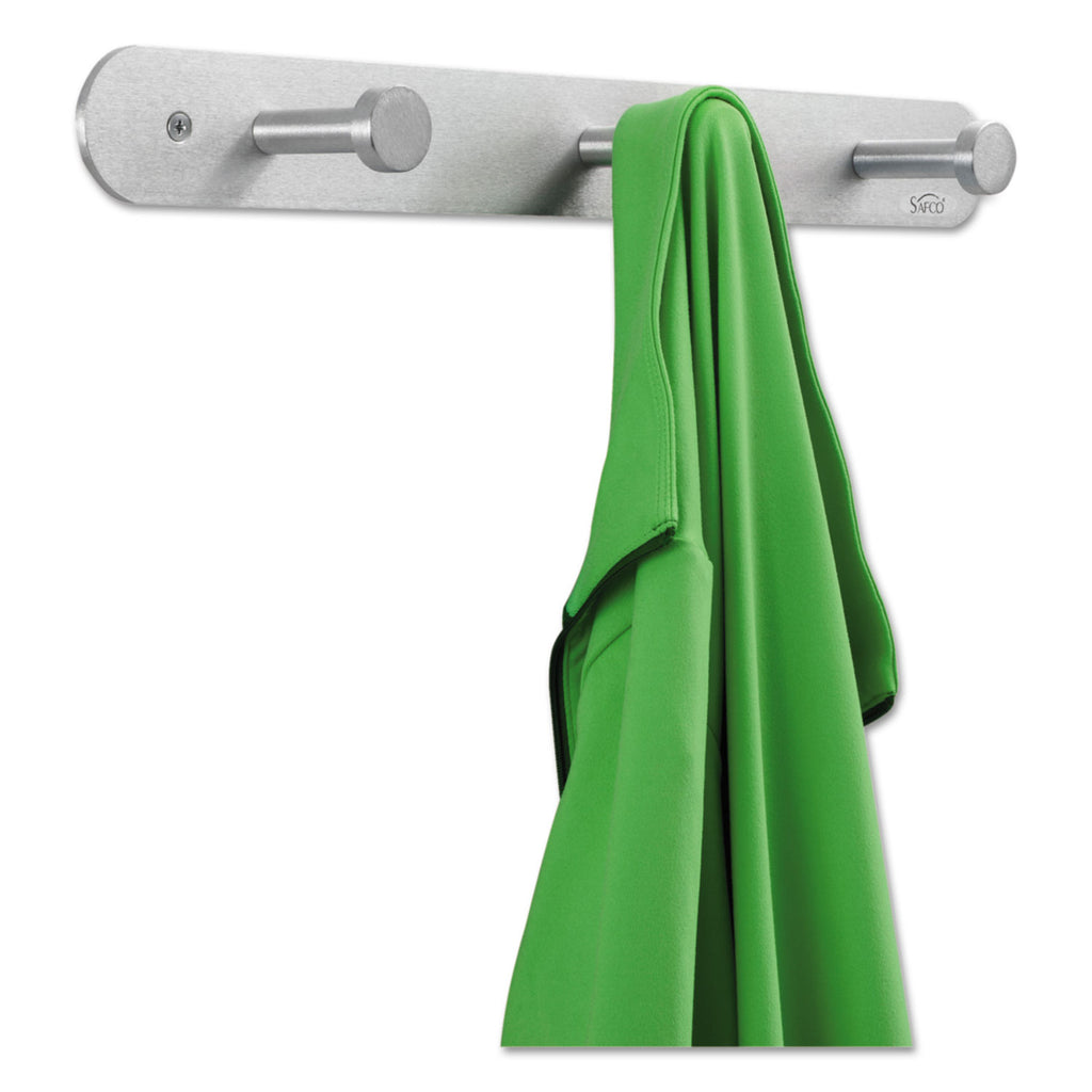 Nail Head Wall Coat Rack, Three Hooks, Metal, 18w x 2.75d x 2h, Satin - 