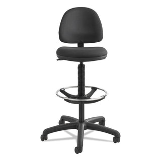 Precision Extended-Height Swivel Stool, Adjustable Footring, Supports Up to 250 lb, 23" to 33" Seat Height, Black Fabric - 
