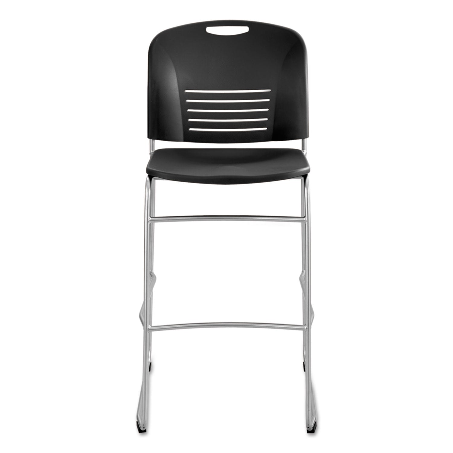 Vy Sled Base Bistro Chair, Supports Up to 350 lb, 30.5" Seat Height, Black Seat, Black Back, Silver Base - 