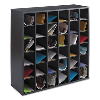 Wood Mail Sorter with Adjustable Dividers, Stackable, 36 Compartments, 33.75 x 12 x 32.75, Black