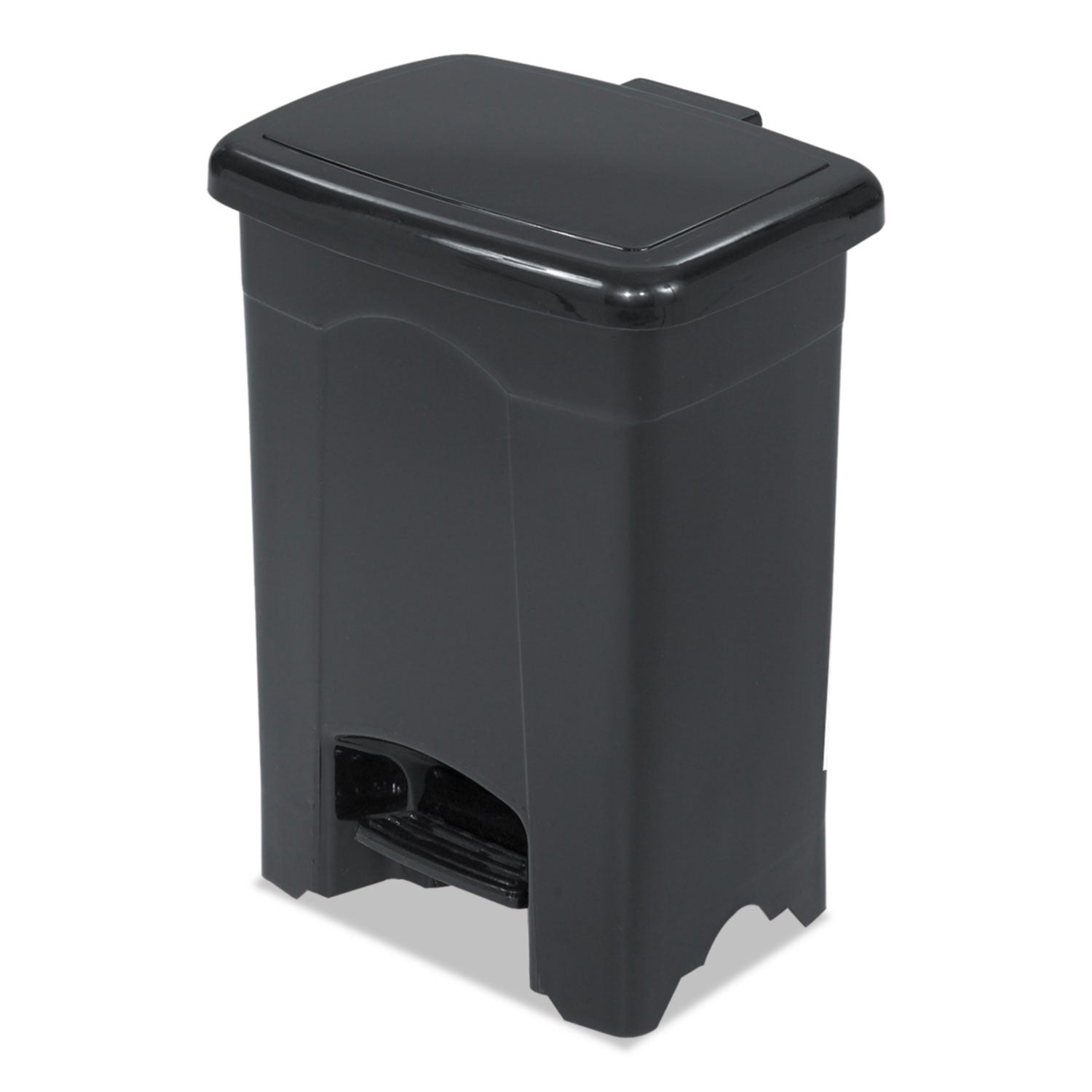 Plastic Step-On Receptacle, 4 gal, Plastic, Black - 