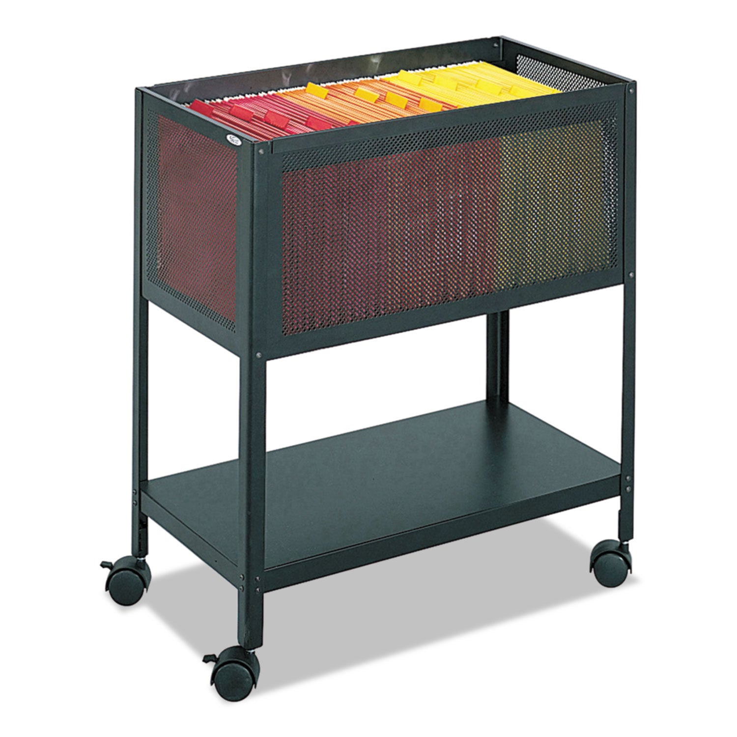 Open Top Mesh Tub, Metal, 1 Shelf, 1 Bin, 13.5" x 24.25" x 27.5", Black - 