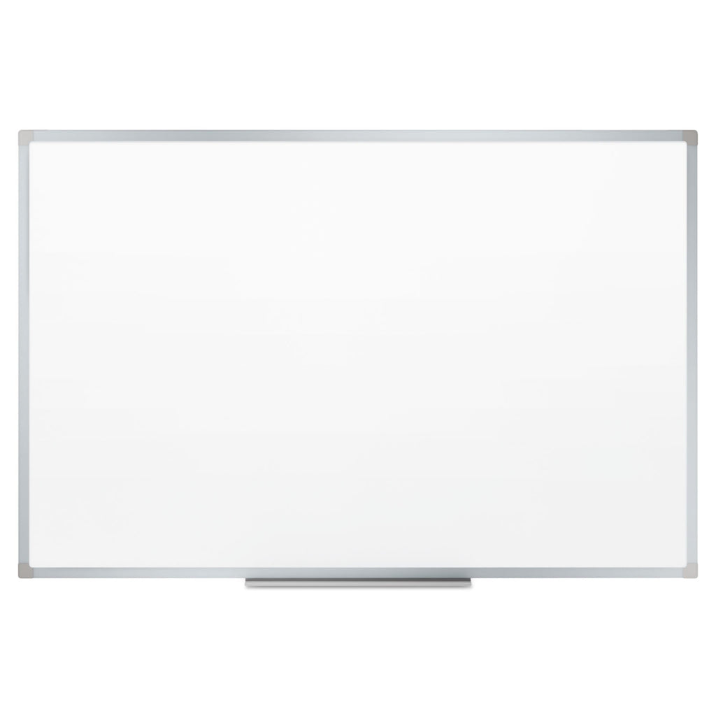 Dry Erase Board with Aluminum Frame, 72 x 48, Melamine White Surface, Silver Aluminum Frame - 