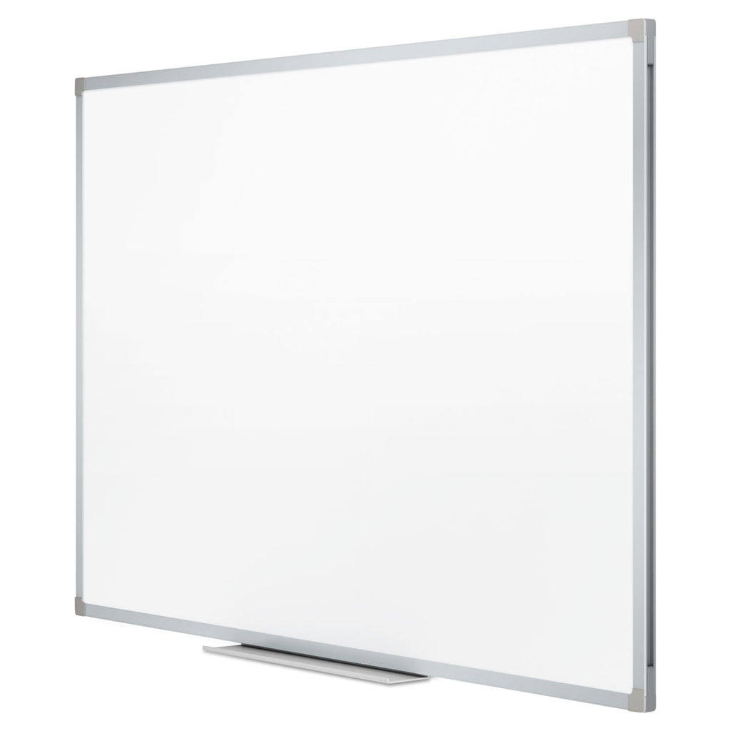 Dry Erase Board with Aluminum Frame, 72 x 48, Melamine White Surface, Silver Aluminum Frame - 