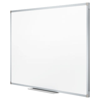 Dry Erase Board with Aluminum Frame, 72 x 48, Melamine White Surface, Silver Aluminum Frame - 