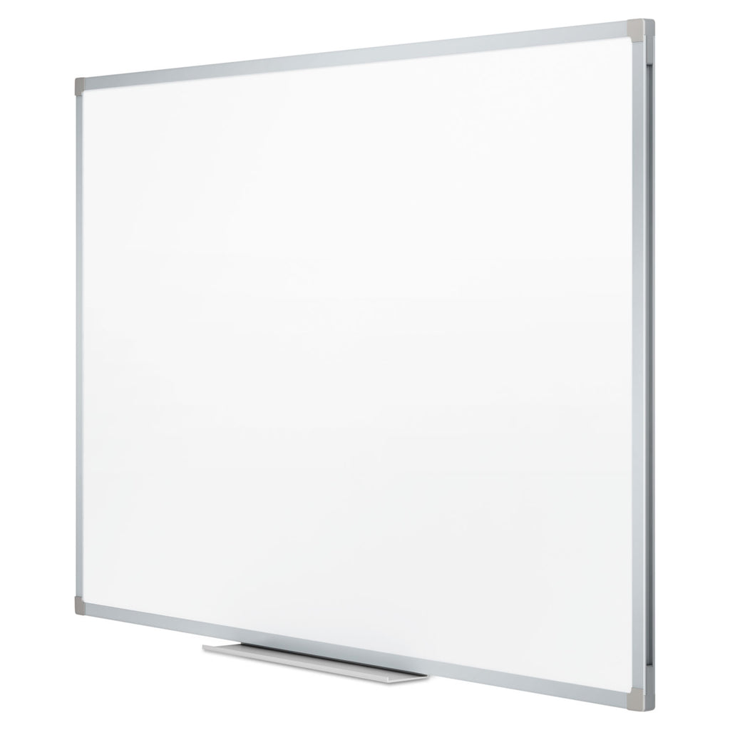 Dry Erase Board with Aluminum Frame, 36 x 24, Melamine White Surface, Silver Aluminum Frame - 