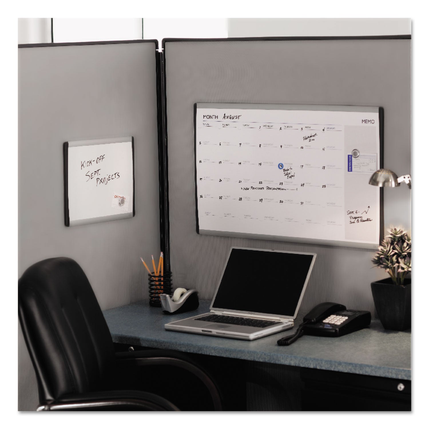 ARC Frame Cubicle Dry Erase Board, 24 x 14, White Surface, Silver Aluminum Frame - 