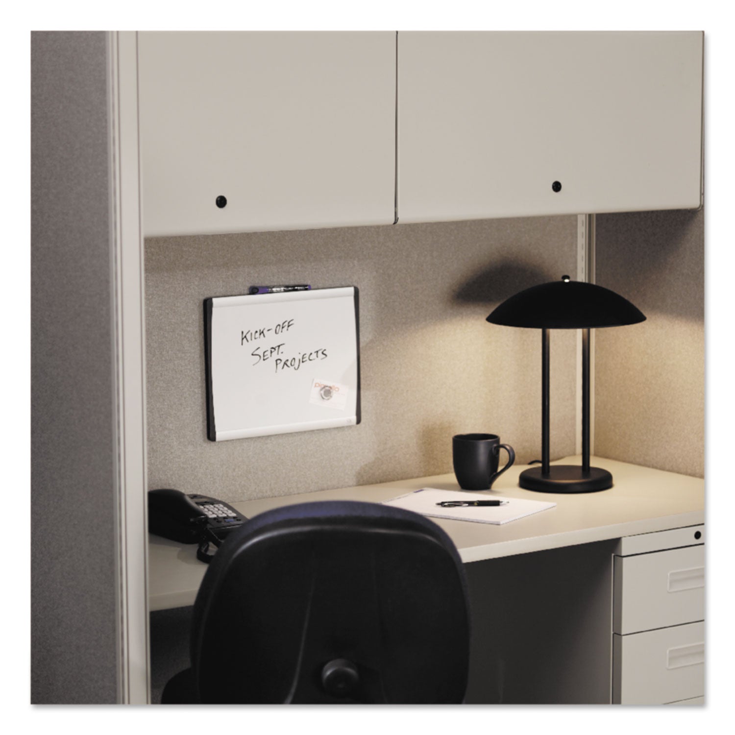 ARC Frame Cubicle Dry Erase Board, 24 x 14, White Surface, Silver Aluminum Frame - 