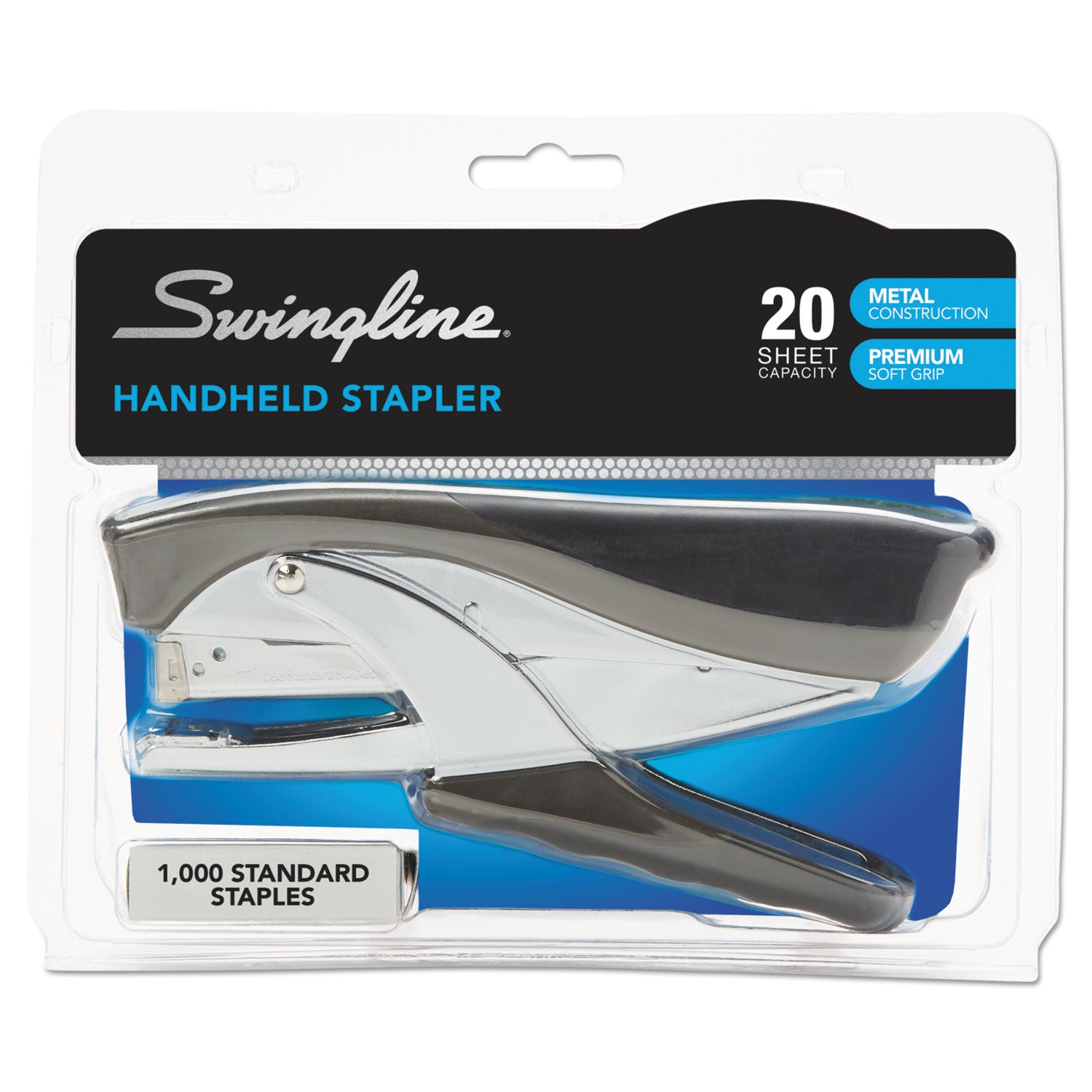 Premium Hand Stapler, 20-Sheet Capacity, Black - 