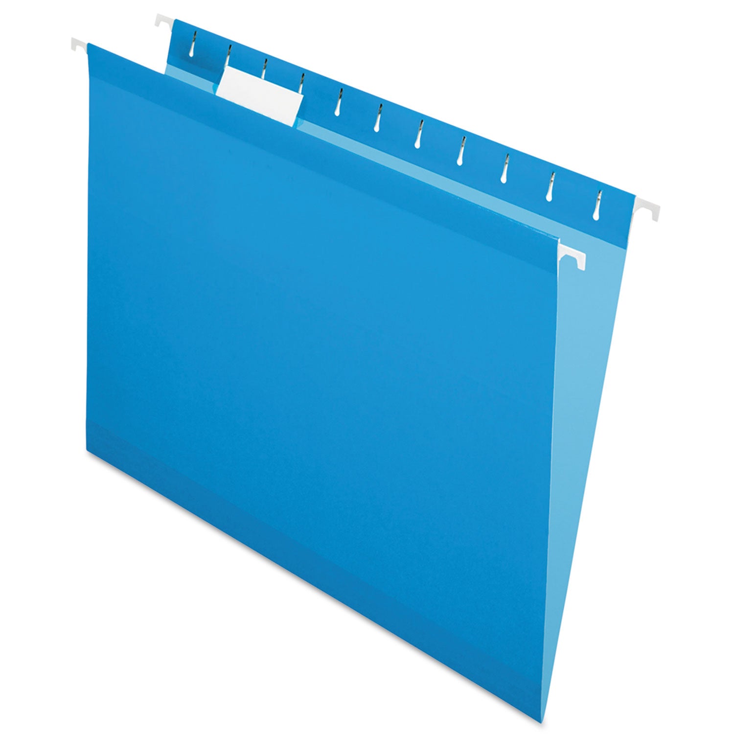 Colored Reinforced Hanging Folders, Letter Size, 1/5-Cut Tabs, Blue, 25/Box - 