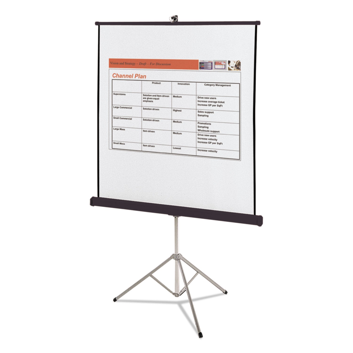 Portable Tripod Projection Screen, 60 x 60, White Matte Finish - 