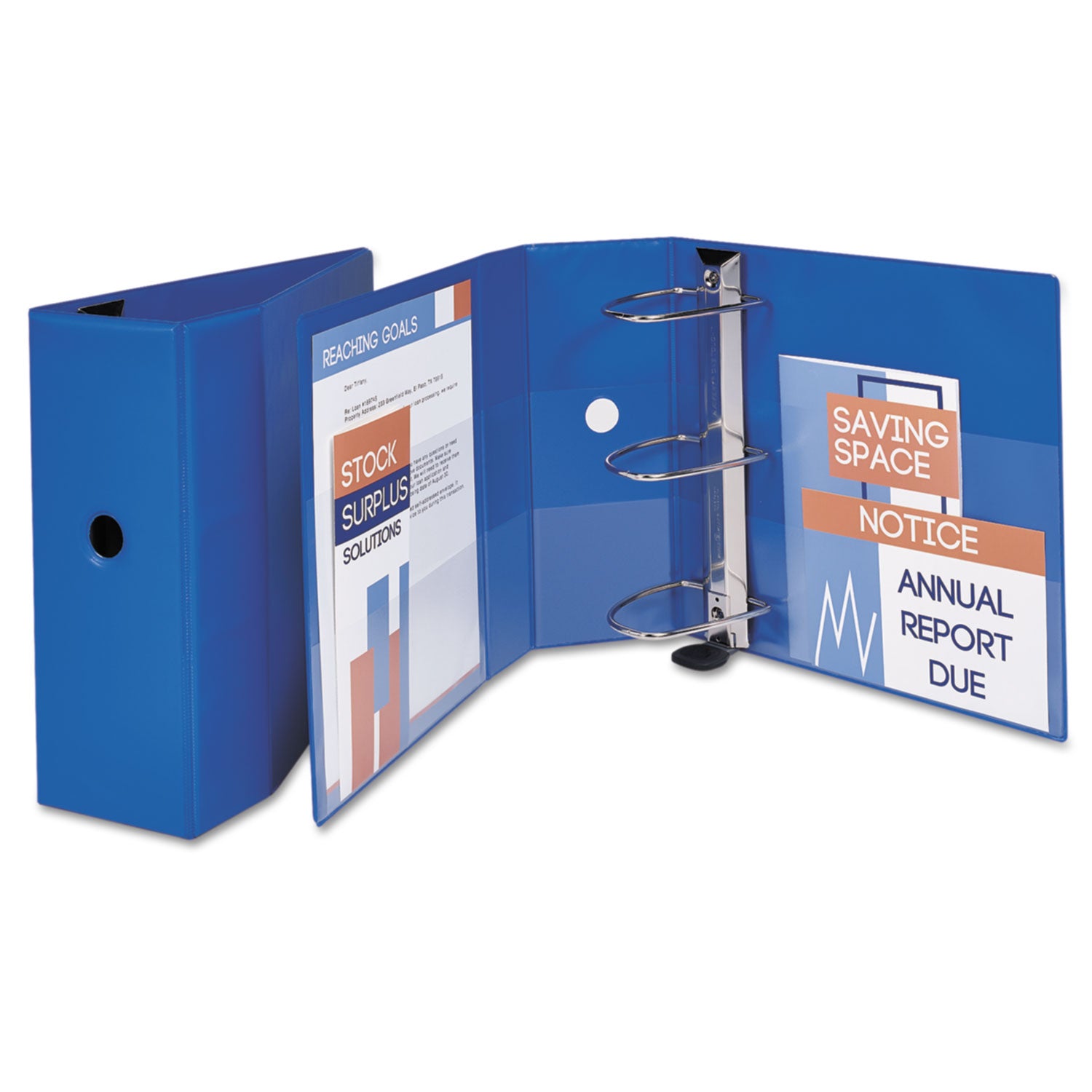 Heavy-Duty Non-View Binder with DuraHinge, Locking One Touch EZD Rings and Thumb Notch, 3 Rings, 5" Capacity, 11 x 8.5, Blue - 