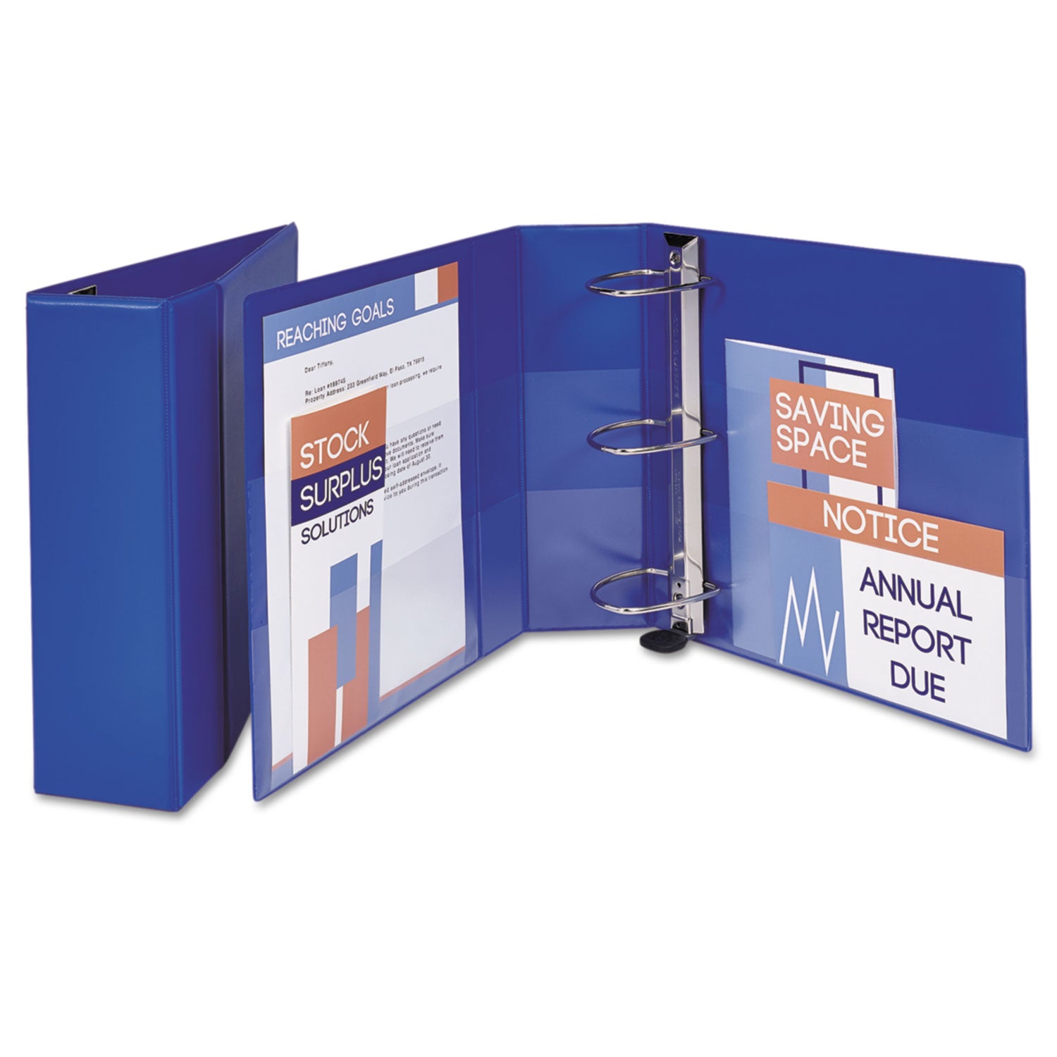 Heavy-Duty Non-View Binder with DuraHinge and Locking One Touch EZD Rings, 3 Rings, 4" Capacity, 11 x 8.5, Blue - 