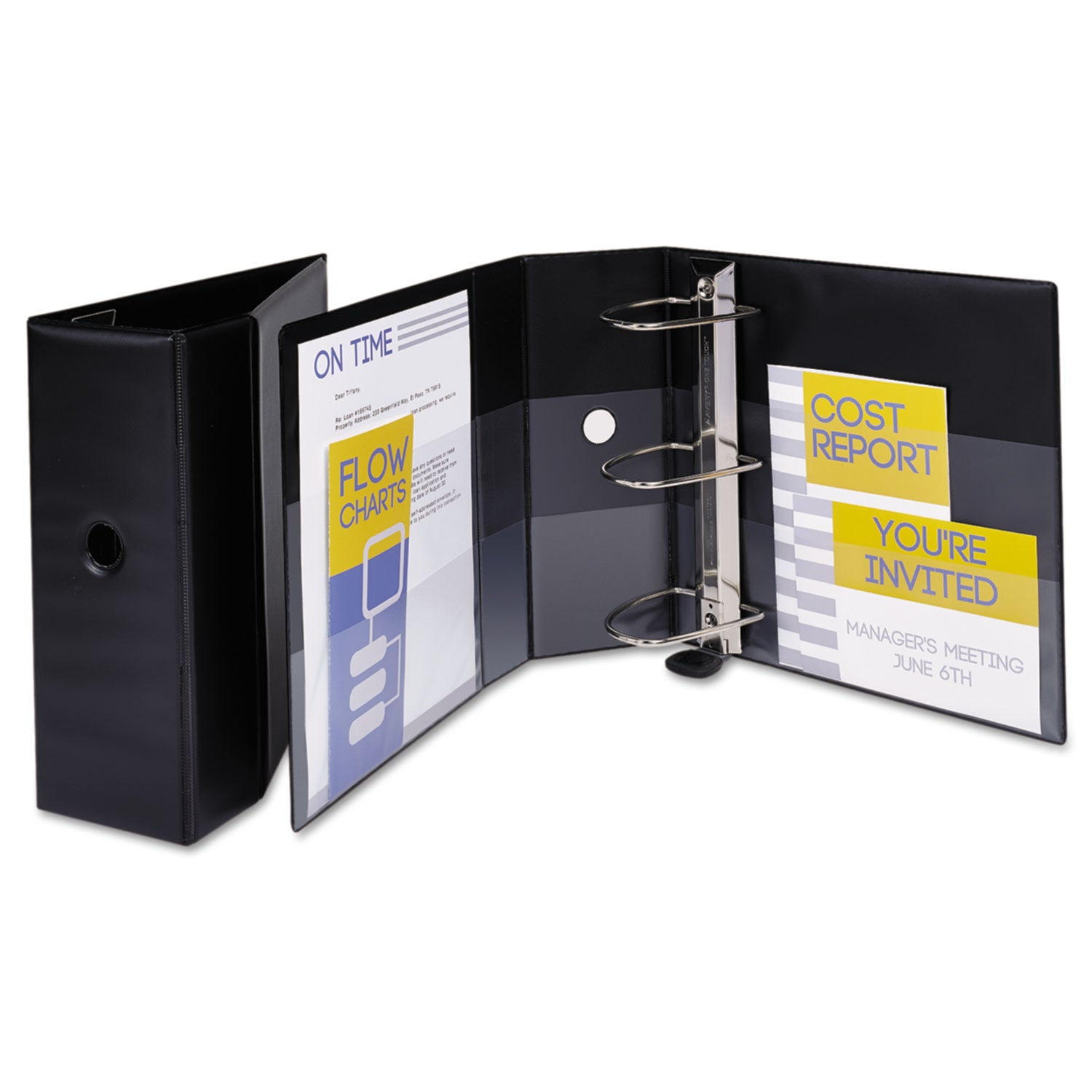 Heavy-Duty Non-View Binder with DuraHinge, Locking One Touch EZD Rings and Thumb Notch, 3 Rings, 5" Capacity, 11 x 8.5, Black - 