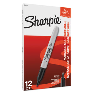 Fine Tip Permanent Marker, Fine Bullet Tip, Black, Dozen