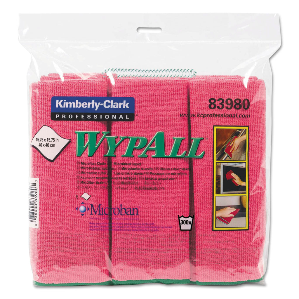 microfiber-cloths-reusable-1575-x-1575-red-6-pack-4-packs-carton_kcc83980 - 1