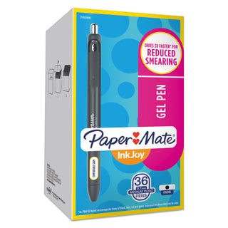 InkJoy Gel Pen, Retractable, Medium 0.7 mm, Black Ink, Black/Smoke Barrel, 36/Pack