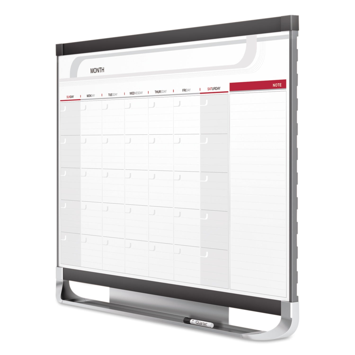 Prestige 2 Magnetic Total Erase Monthly Calendar, 48 x 36, White Surface, Graphite Fiberboard/Plastic Frame - 