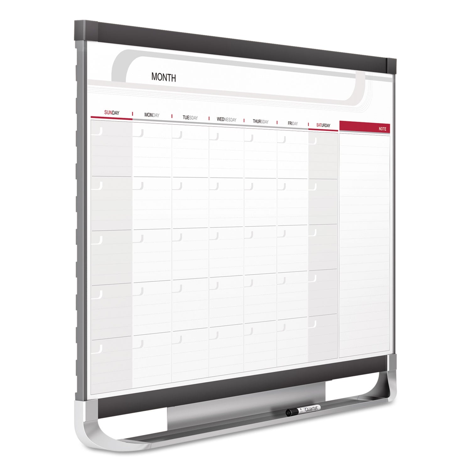 Prestige 2 Magnetic Total Erase Monthly Calendar, 48 x 36, White Surface, Graphite Fiberboard/Plastic Frame - 