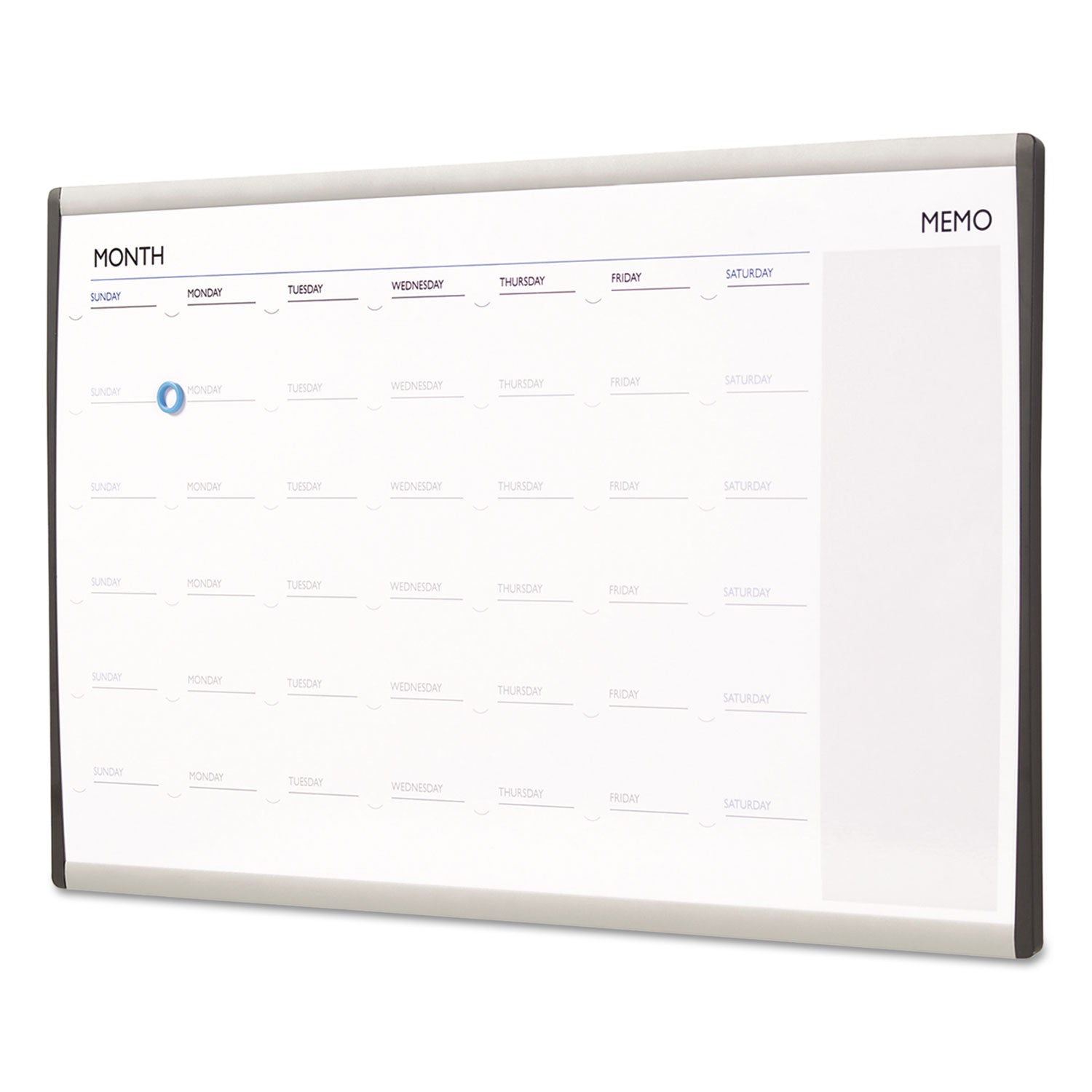 ARC Frame Cubicle Magnetic Dry Erase Calendar, One Month Format, 30 x 18, White Surface, Silver Aluminum Frame - 2