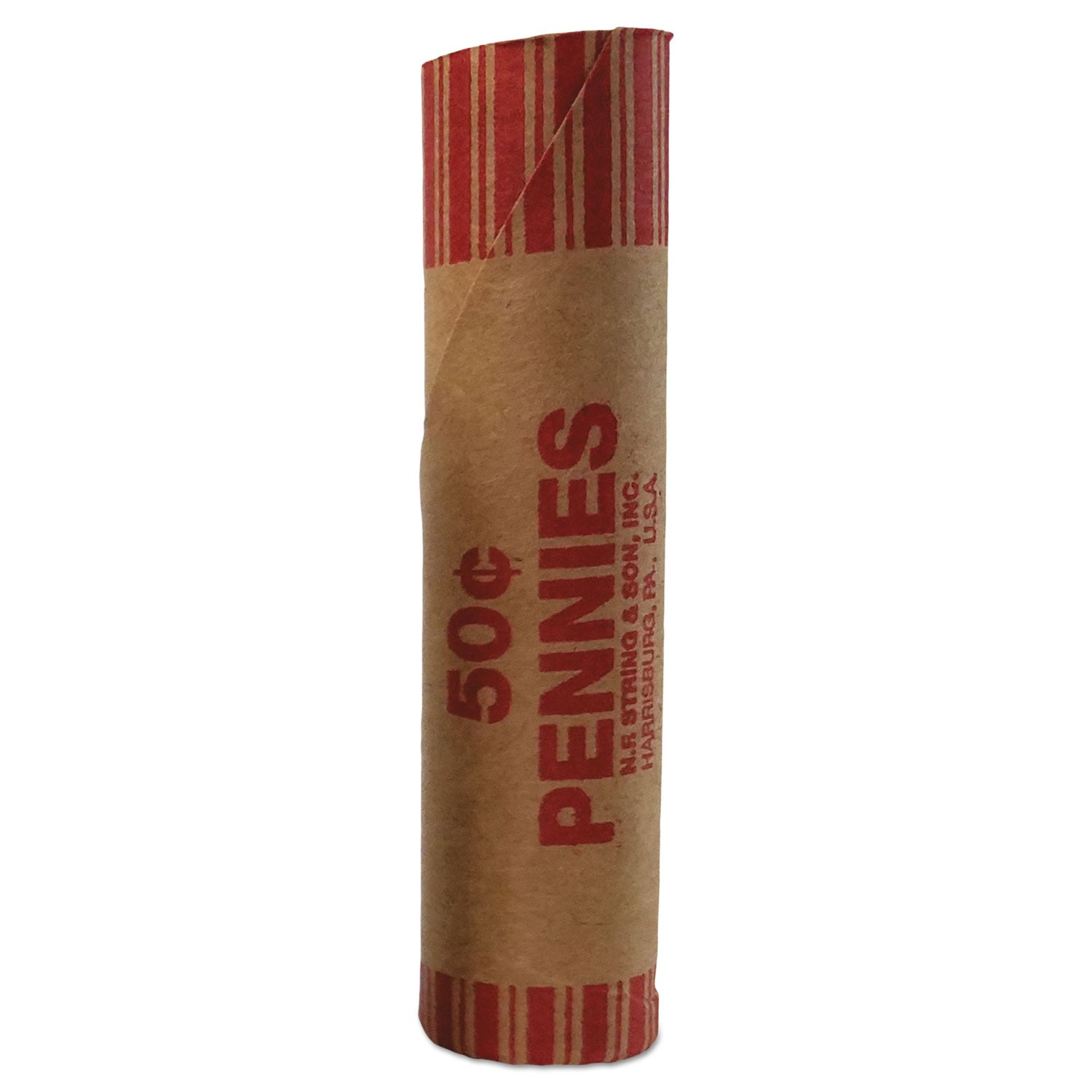 Preformed Tubular Coin Wrappers, Pennies, $0.50, 1,000 Wrappers/Box - 