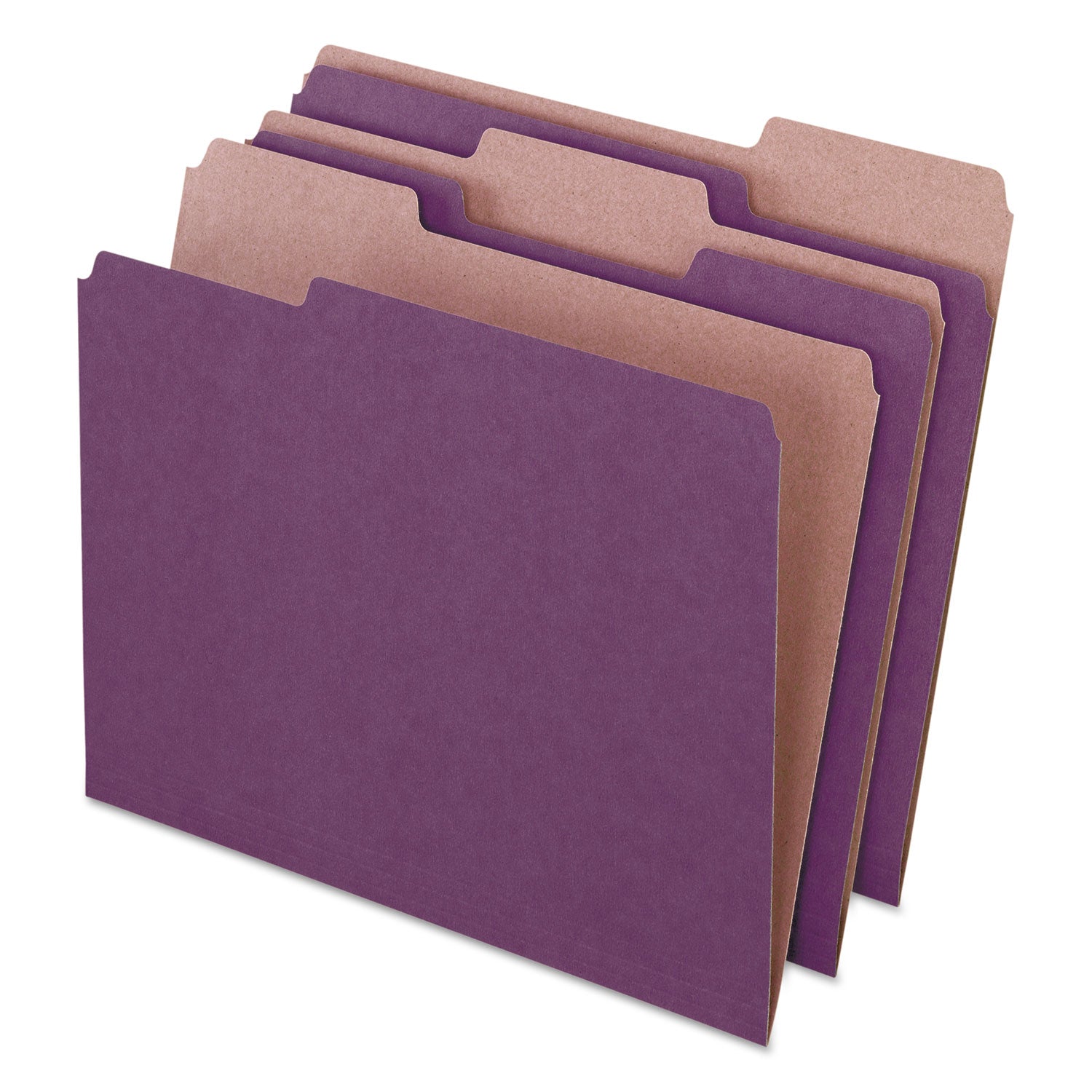 Earthwise by Pendaflex 100% Recycled Colored File Folders, 1/3-Cut Tabs: Assorted, Letter, 0.5" Expansion, Violet, 100/Box - 
