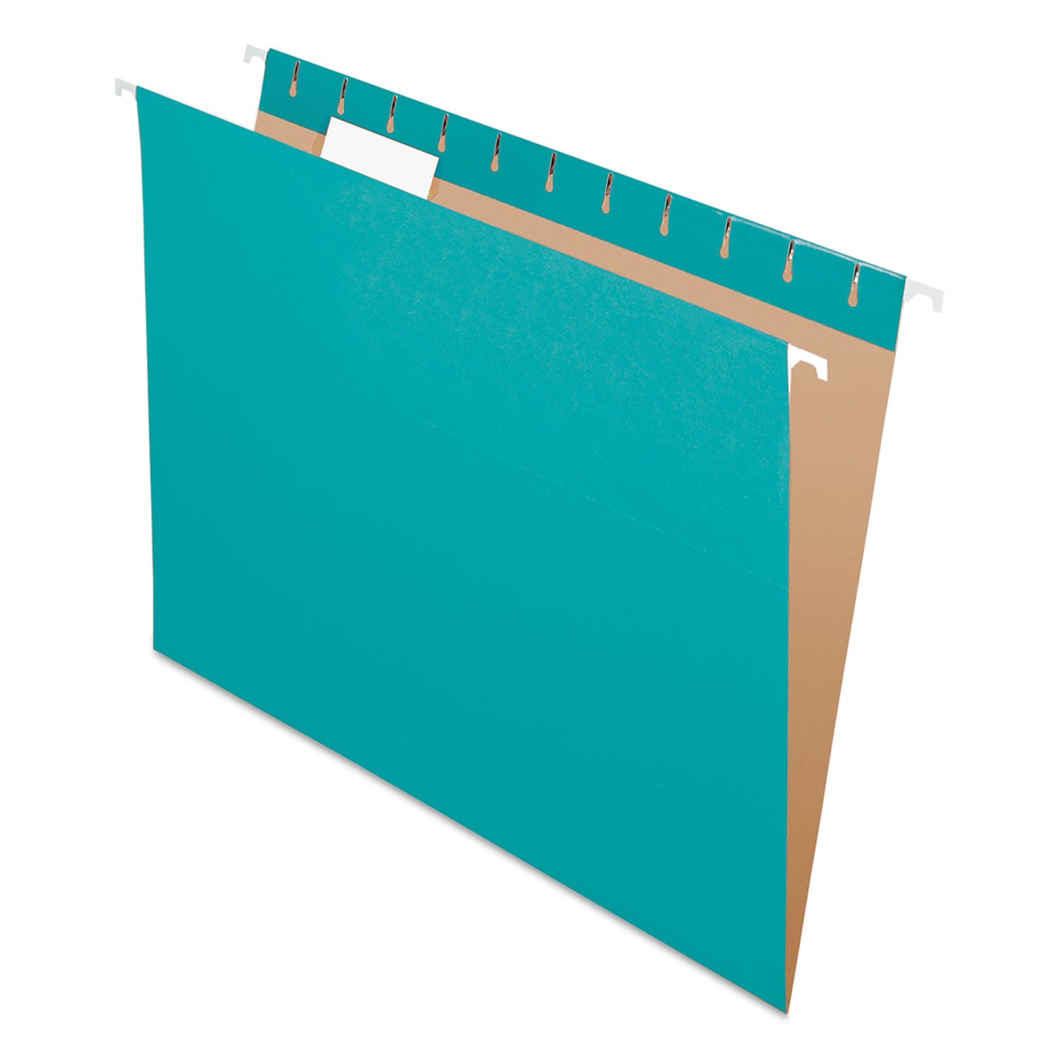 Colored Hanging Folders, Letter Size, 1/5-Cut Tabs, Aqua, 25/Box - 