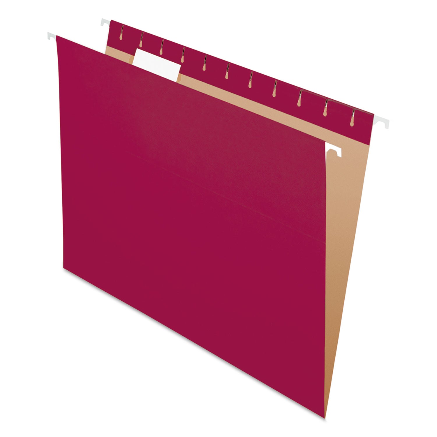 Colored Hanging Folders, Letter Size, 1/5-Cut Tabs, Burgundy, 25/Box - 