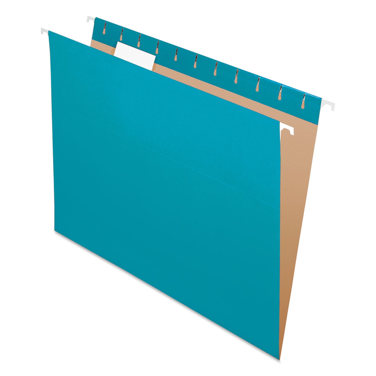 Colored Hanging Folders, Letter Size, 1/5-Cut Tabs, Teal, 25/Box - 