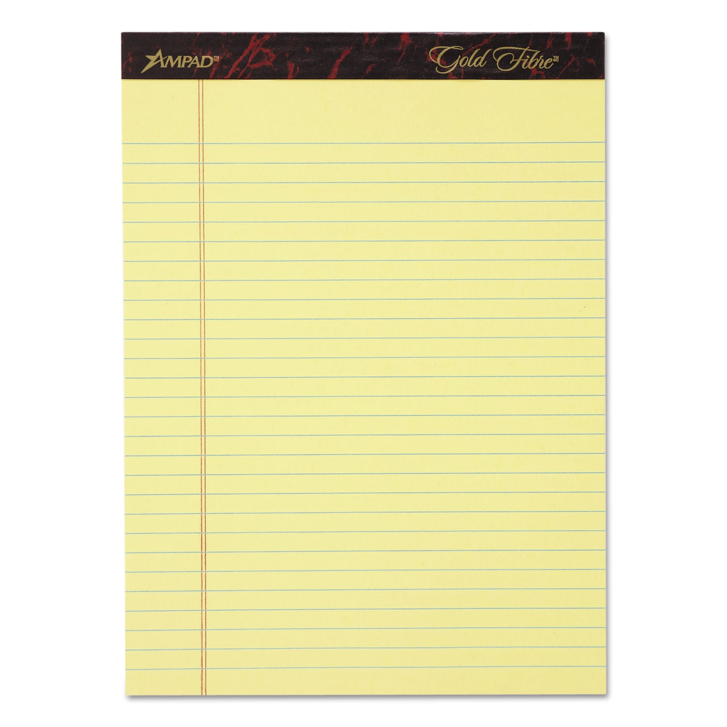 Gold Fibre Writing Pads, Wide/Legal Rule, 50 Canary-Yellow 8.5 x 11.75 Sheets, 4/Pack - 