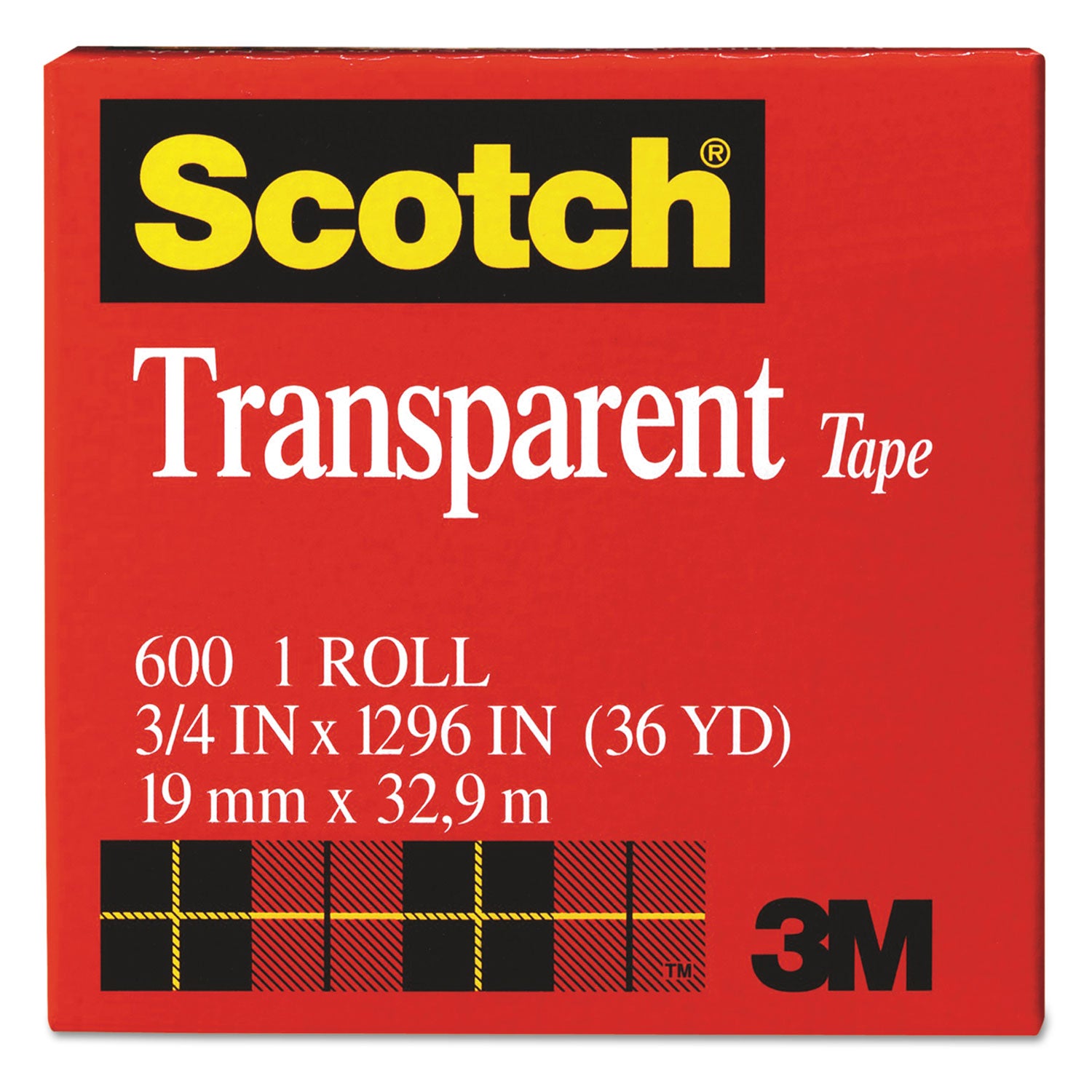 Transparent Tape, 1" Core, 0.75" x 36 yds, Transparent - 