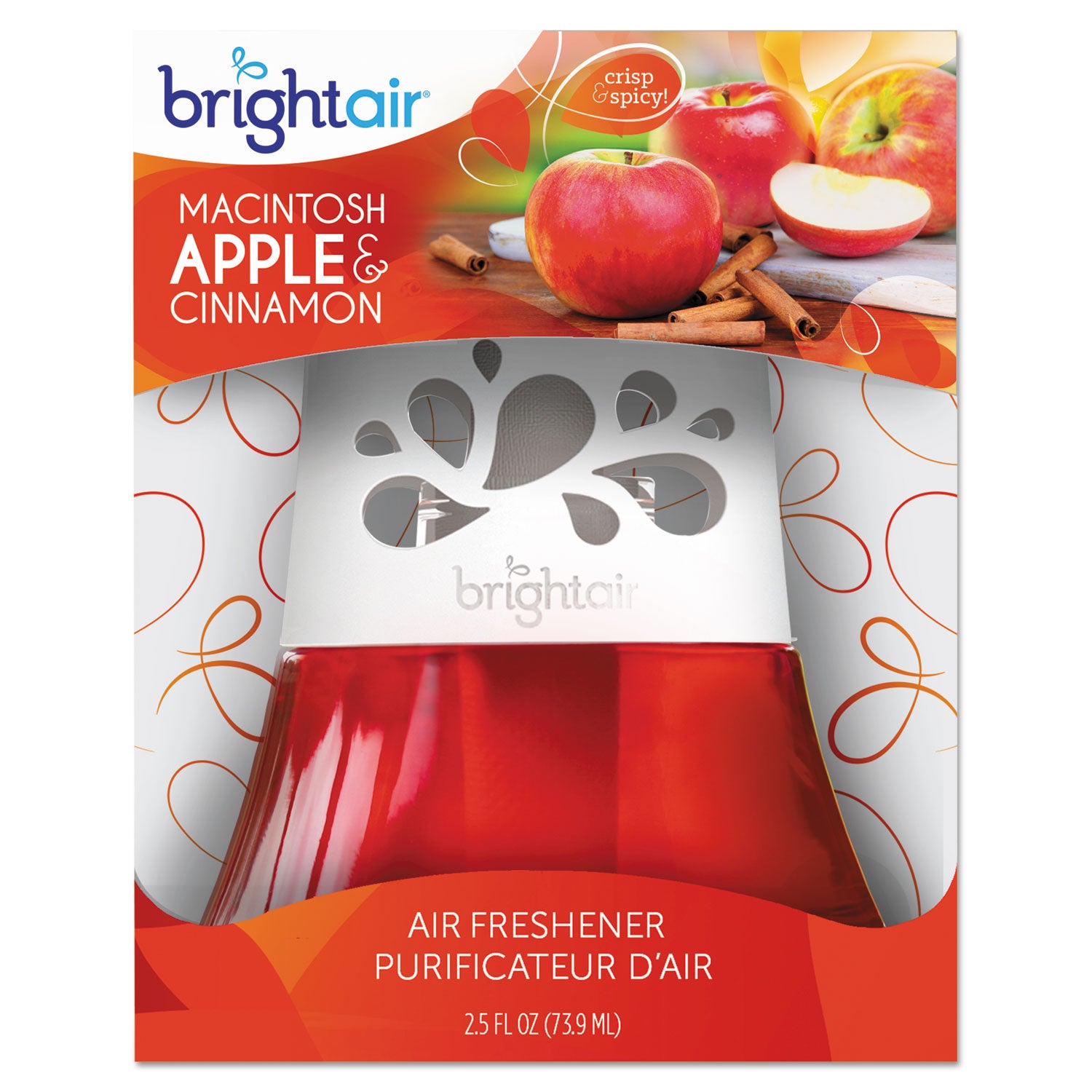 Scented Oil Air Freshener, Macintosh Apple and Cinnamon, Red, 2.5 oz, 6/Carton - 