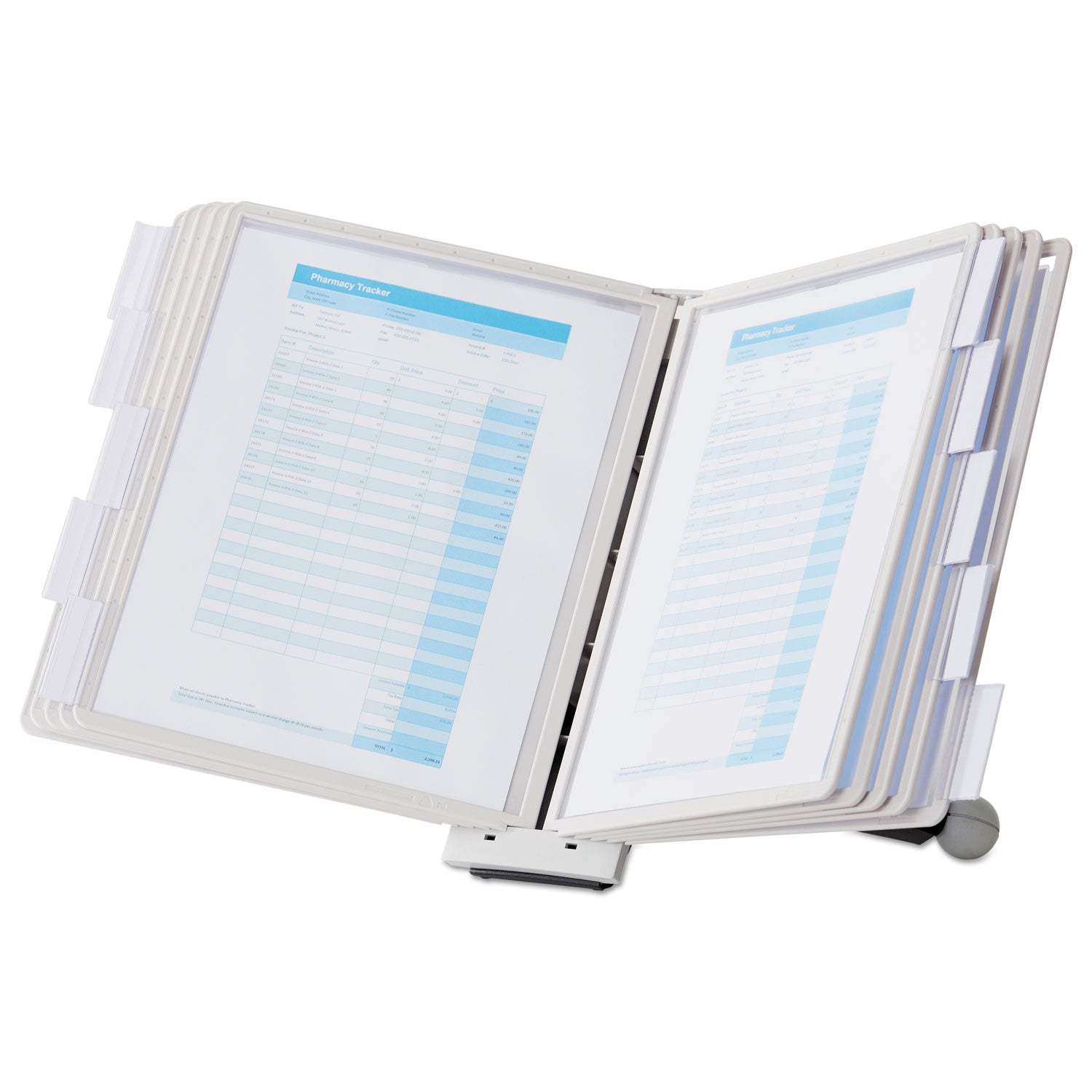 SHERPA Desk Reference System, 10 Panels, 10 x 5.88 x 13.5, Gray Borders - 