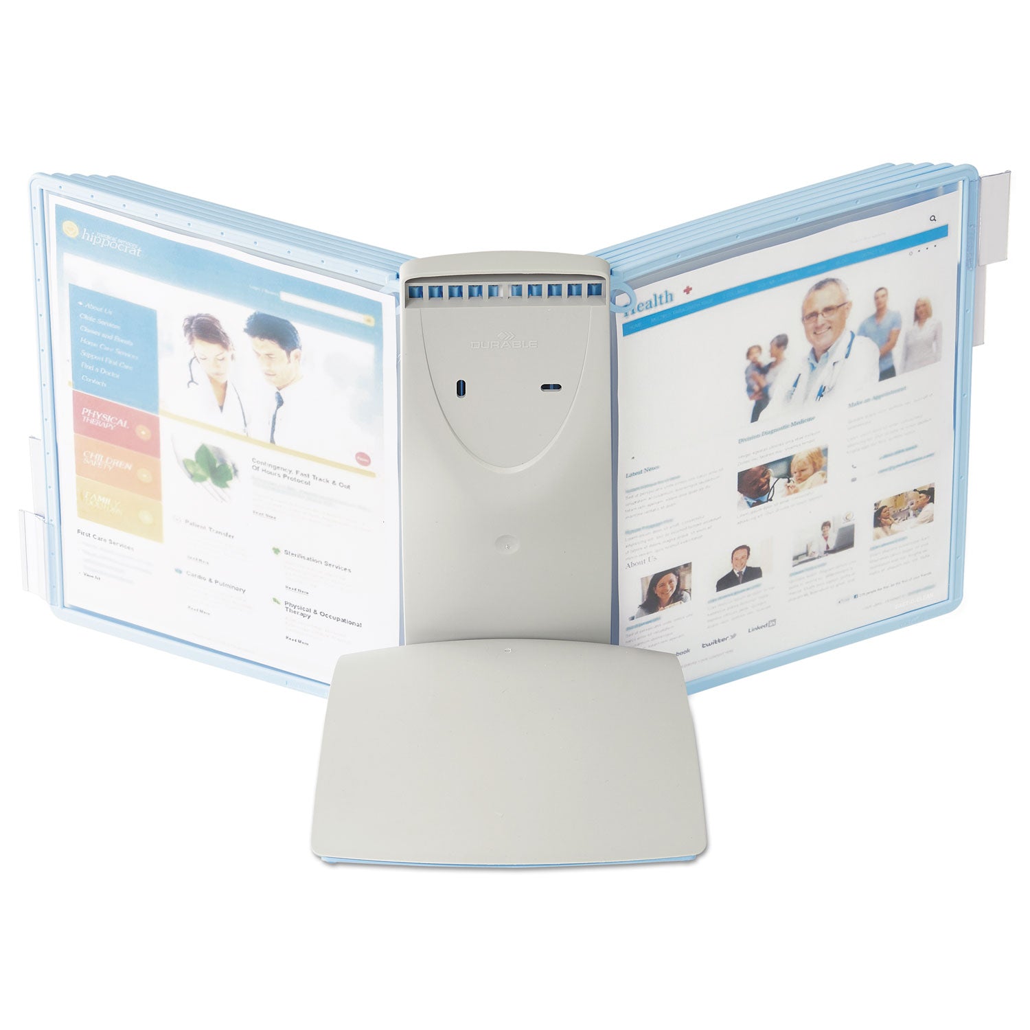 SHERPA Style Desk-Mount Reference System, 10 Panel, 20 Sheet Capacity, Blue/Gray - 6
