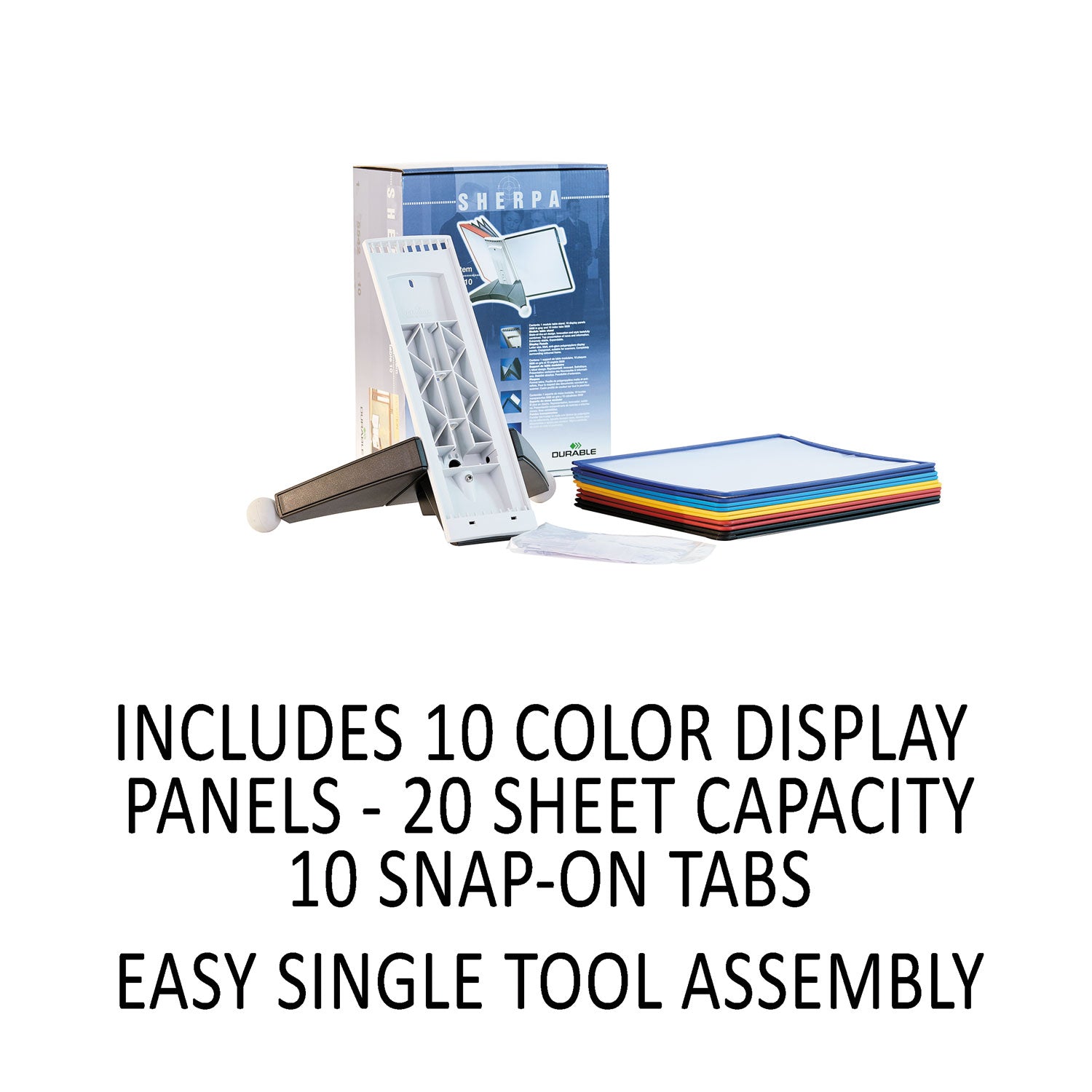 SHERPA Desk Reference System, 10 Panels, 10 x 5.63 x 13.88, Assorted Borders - 