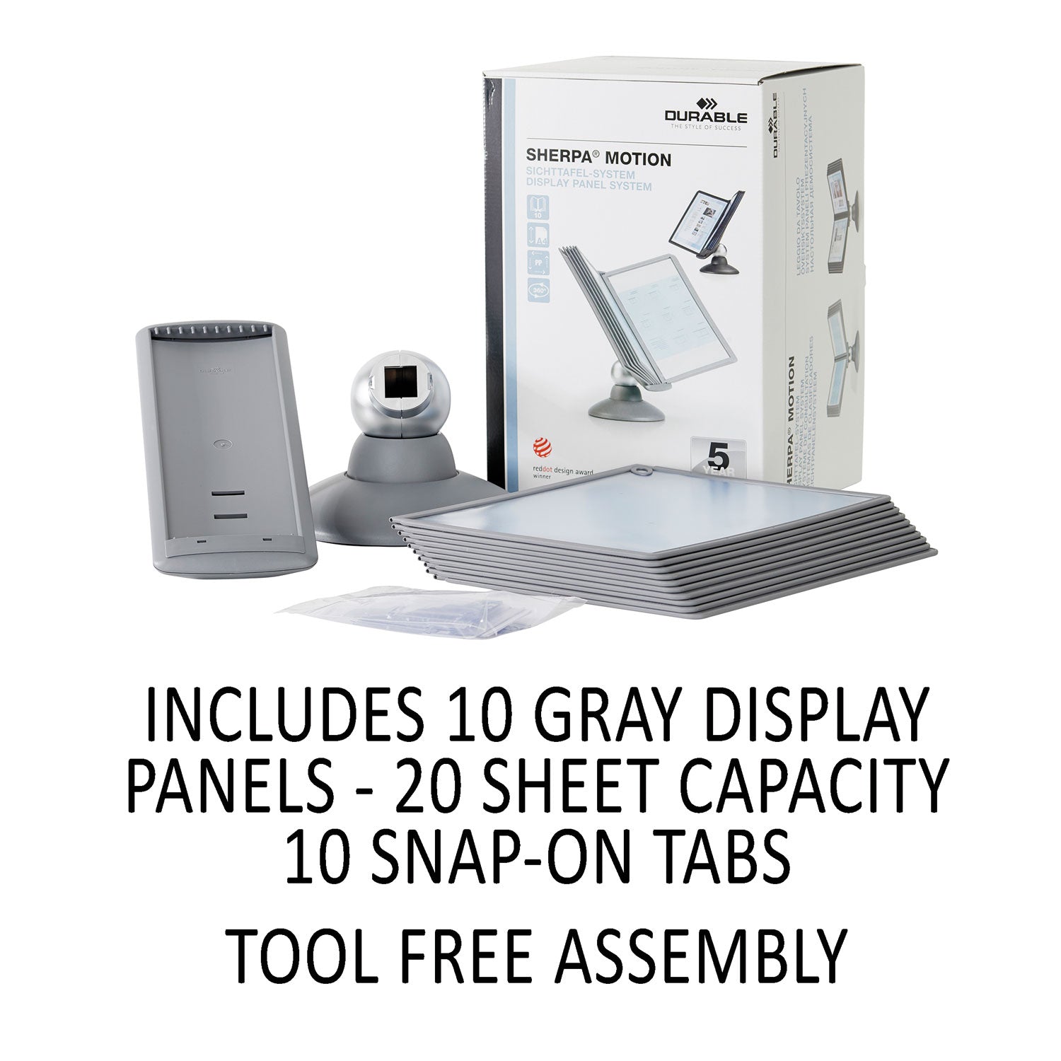 SHERPA Motion Desk Reference System, 10 Panels, Gray Borders - 