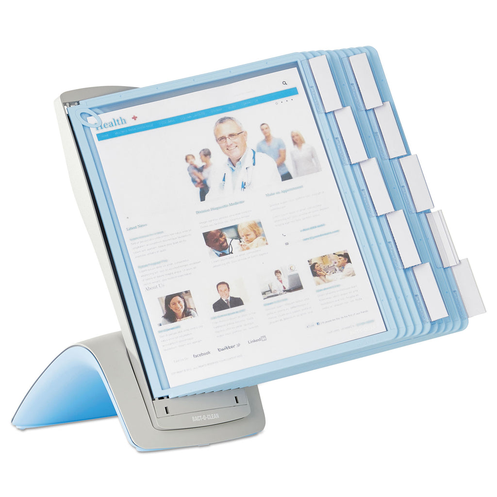 SHERPA Style Desk-Mount Reference System, 10 Panel, 20 Sheet Capacity, Blue/Gray - 4