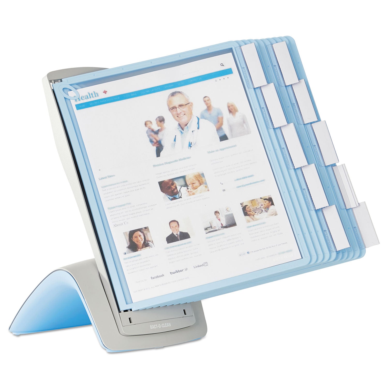 SHERPA Style Desk-Mount Reference System, 10 Panel, 20 Sheet Capacity, Blue/Gray - 4