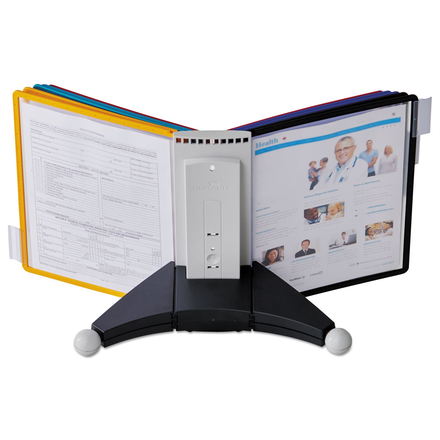 SHERPA Desk Reference System, 10 Panels, 10 x 5.63 x 13.88, Assorted Borders - 