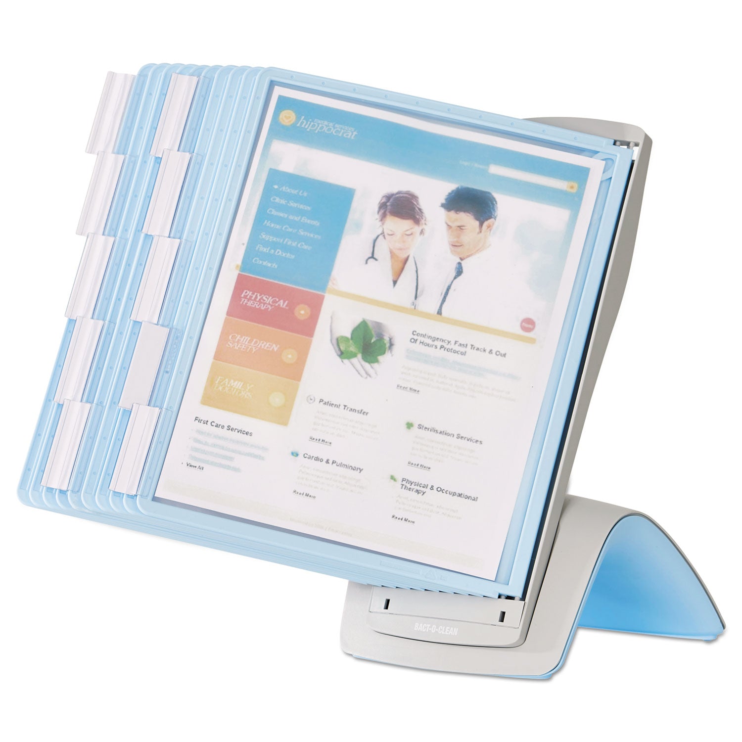 SHERPA Style Desk-Mount Reference System, 10 Panel, 20 Sheet Capacity, Blue/Gray - 5