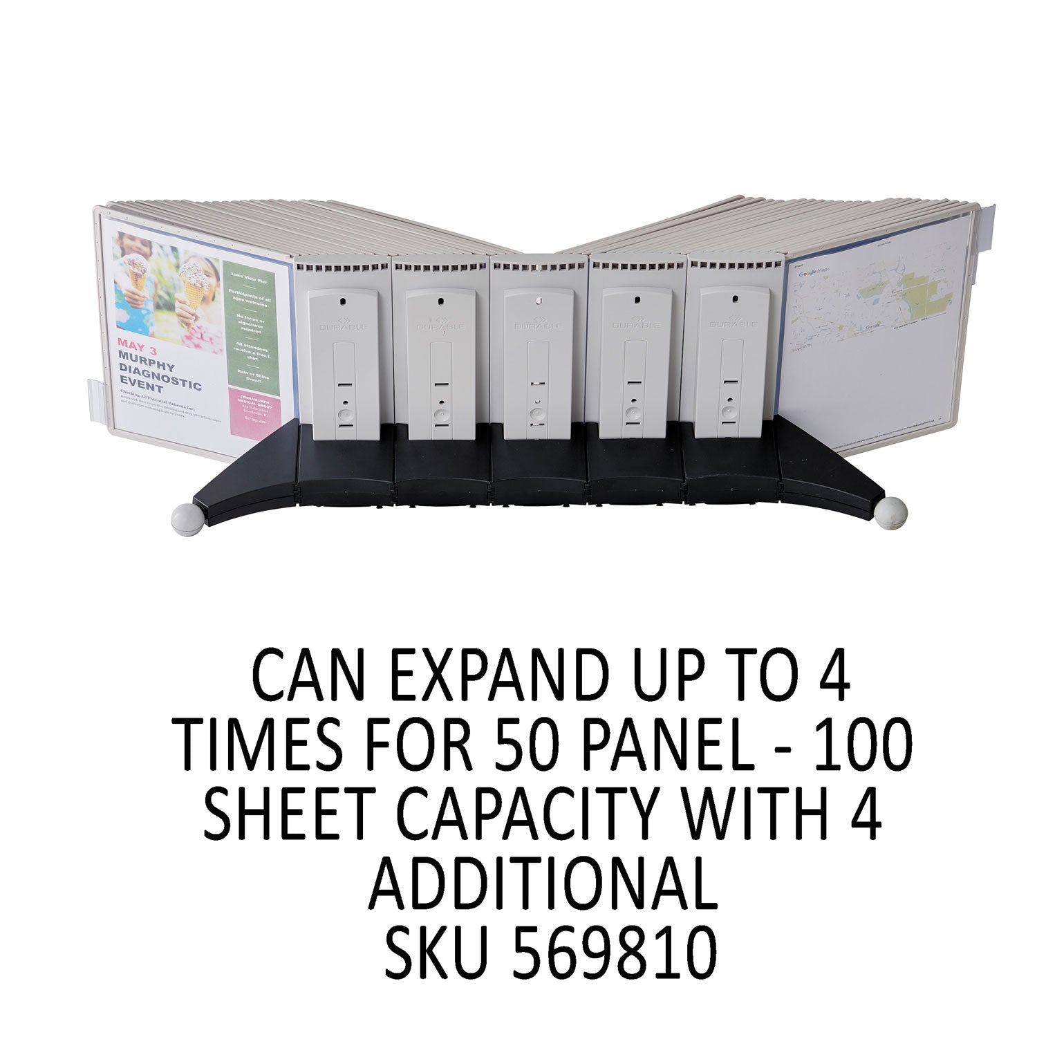 SHERPA Desk Reference System, 10 Panels, 10 x 5.88 x 13.5, Gray Borders - 