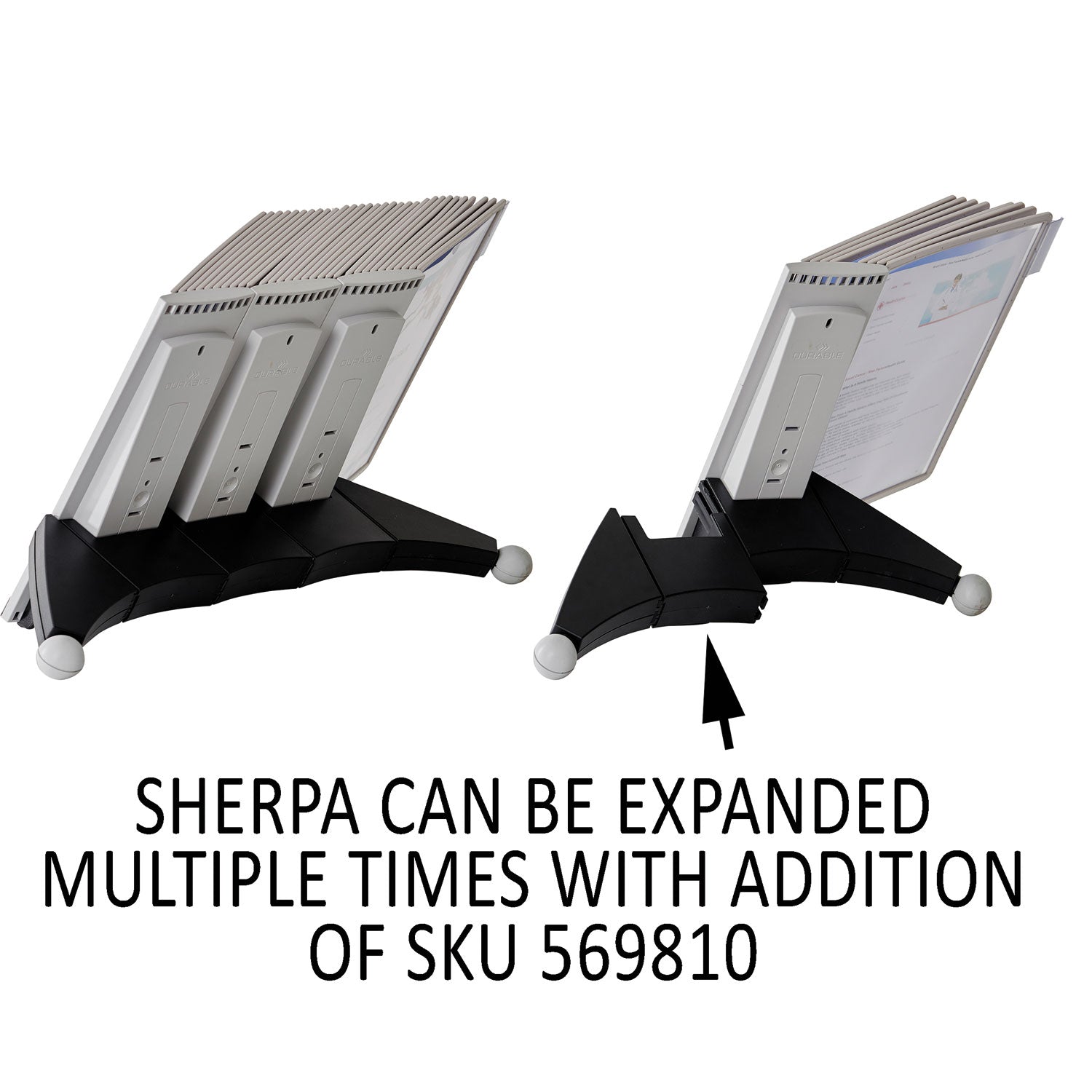 SHERPA Desk Reference System, 10 Panels, 10 x 5.88 x 13.5, Gray Borders - 